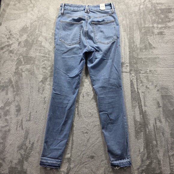 Good American Jeans Womens 6 28 Blue Distressed Raw Hem High Rise Skinny Stretch - Picture 2 of 11
